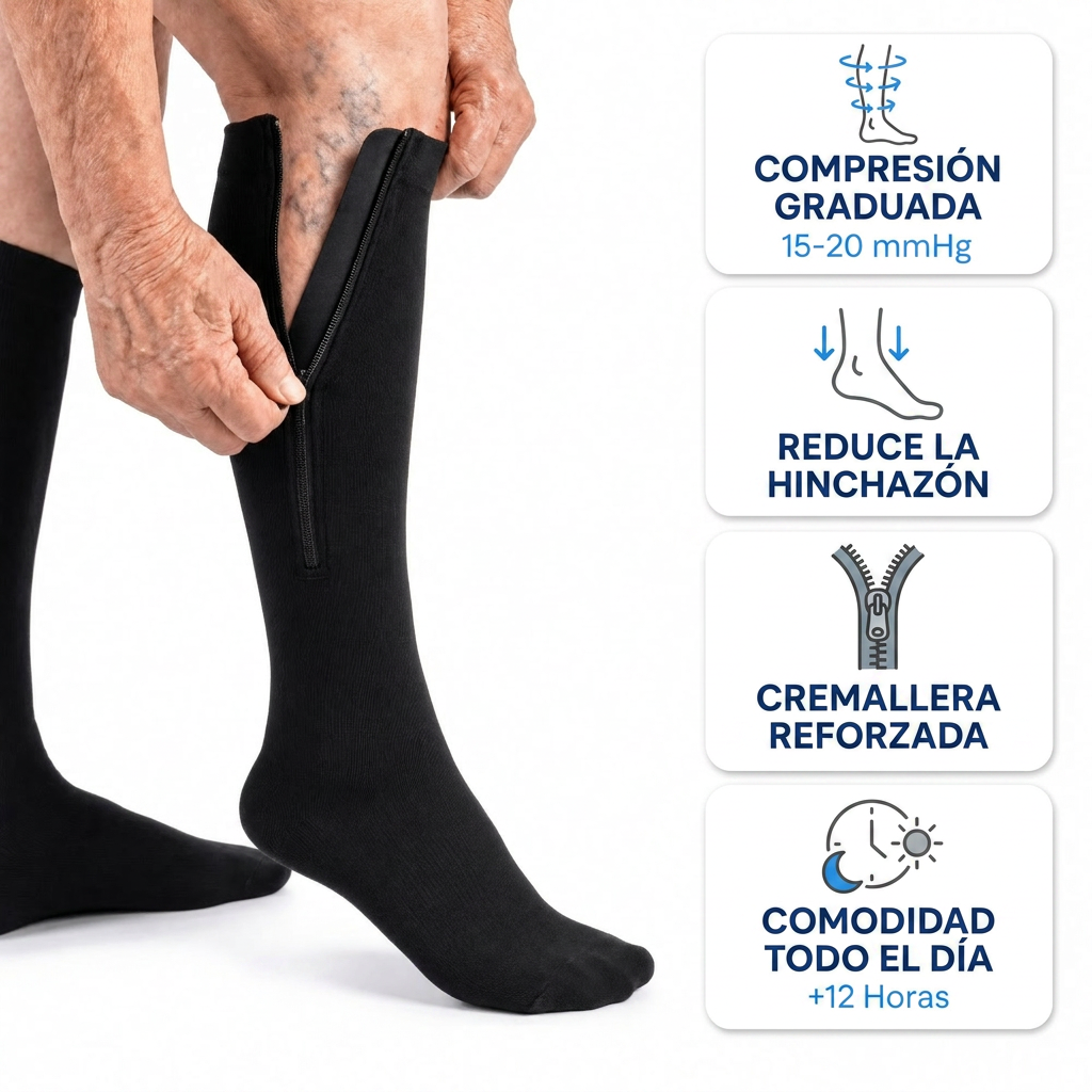 Medias de compresión con cremallera