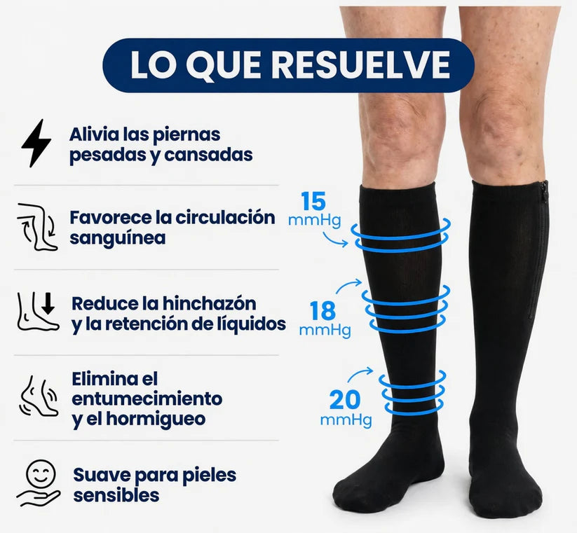 Medias de compresión con cremallera