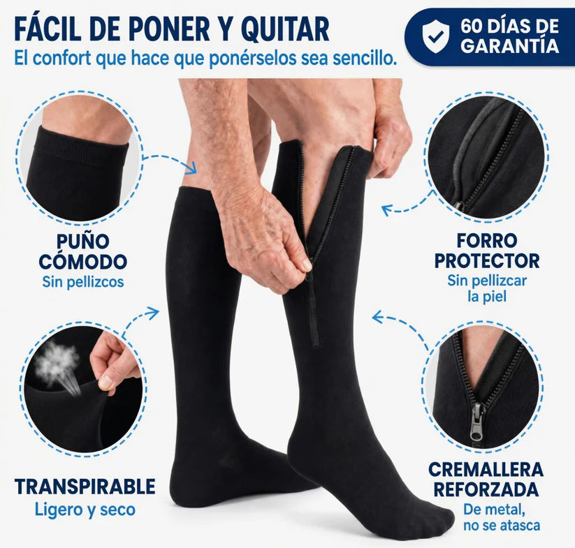 Medias de compresión con cremallera