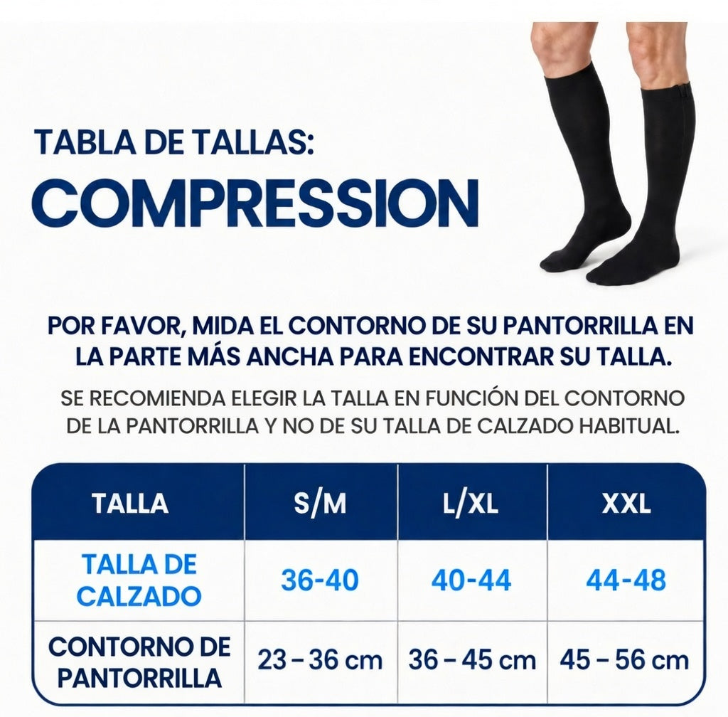 Medias de compresión con cremallera